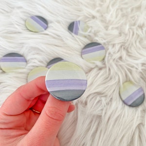 1.5" Watercolor Non Binary Pinback Buttons for Jacket - Nonbinary Badge - Queer Trucker Hat Pins - Small LGBTQIA Enby Pride Flag Gifts