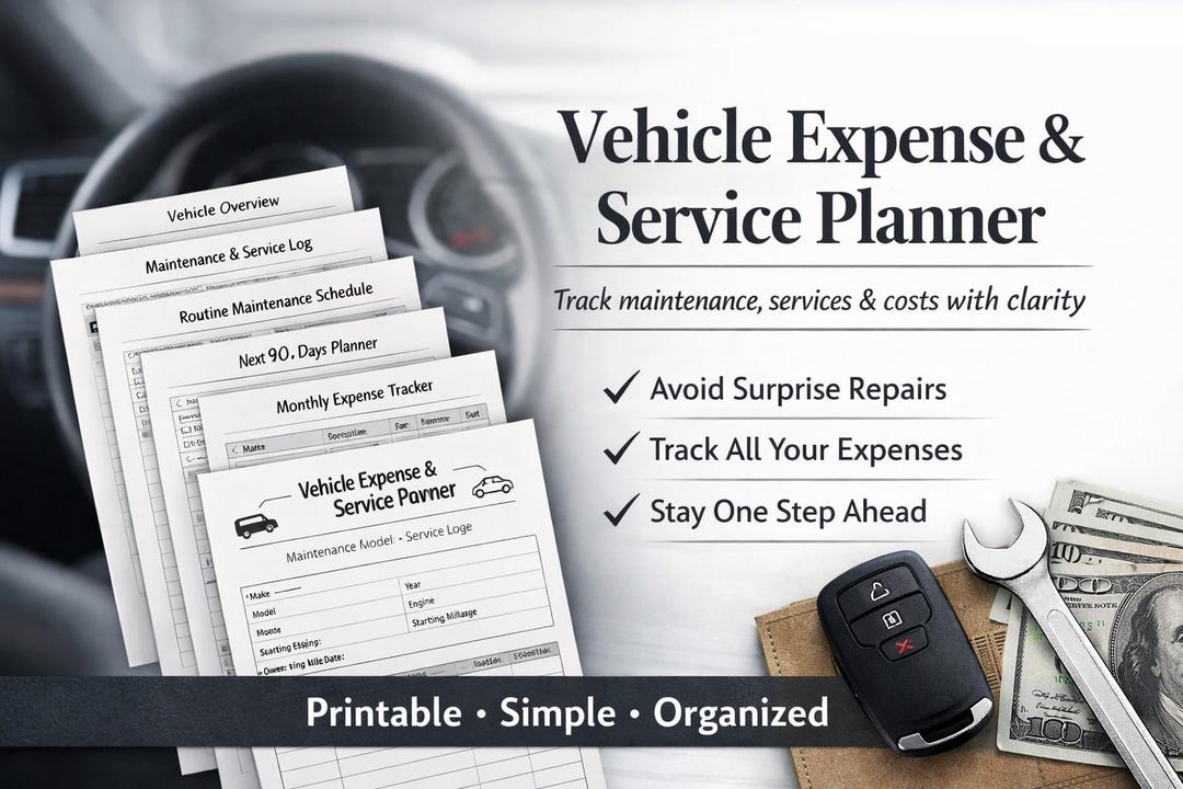 Vehicle Expense & Service Planner Car Maintenance Log Auto Repair ...
