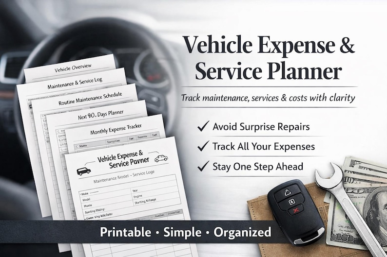 Auto Expense Vehicle Expense & Service Planner Car Maintenance Log Auto Repair ...