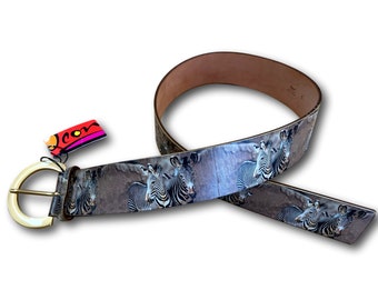 Chico\'s Early 2000\'s Belt ~ Black Silver Zebra Stretchy Waist Belt S / M Chico main image 4