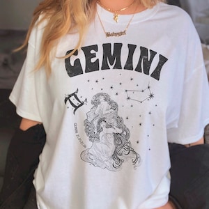 Gemini 70’s Shirt Astrology Shirt Gemini Vintage Style T-shirt Zodiac Sign Horoscope Shirt Birthday Astrological Sign Gift for Gemini Women