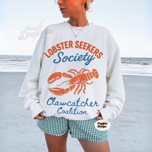 Fisherman Aesthetic Lobster Sweatshirt Coastal Vintage New England Crewneck Sweater Lobster Shirt Seafood Ocean Lover Gift Fishermancore
