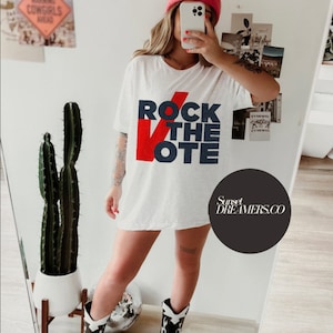 Rock The Vote T- Shirt,Vintage Style, 2020 Election T-Shirts, Political tee, Your Voice Matters,Democrat Shirt,Register to Vote,Feminist tee