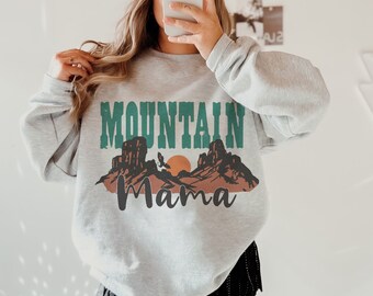 Mountain Mama Sweatshirt Camping Crewneck Cabin Sweatshirt Mountains Crewneck Pine Tree Sweatshirt Hiking Mom Sweater Mountain Baby Shower