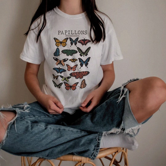 Butterfly Shirt  Naturecore Butterfly Top Cottagecore Shirt