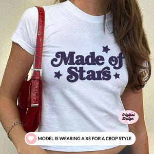Made of Stars Baby Tee Y2k Fashion Coquette Baby Tee Soft Girl Aesthetic  90s Baby Tee Crop Top Teenage Girl Gifts Preppy Stuff Aesthetic