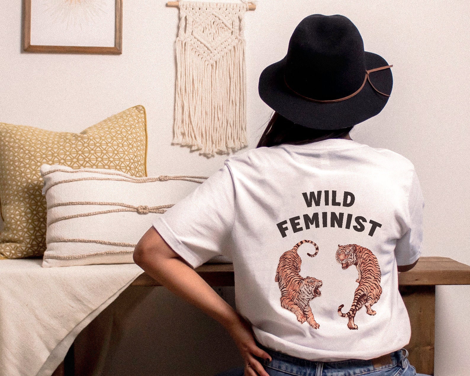Wild Feminist Boho Shirt Vintage Tiger Feminist Shirt Girl Etsy UK