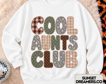 Club de tías geniales Sudadera de tía con bordado falso Sudadera de tía genial Club de tías geniales Ascendida a tía Camiseta de tía genial Suéter de tía Futura tía