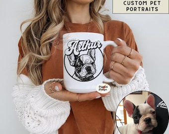 Pet Portrait Mug Custom Pet Mug Gifts For Dog Lovers Dog Remembrance Gift Custom Cat Mug Cat Dad Mug Pet Portrait Mug Personalized Pet Mug