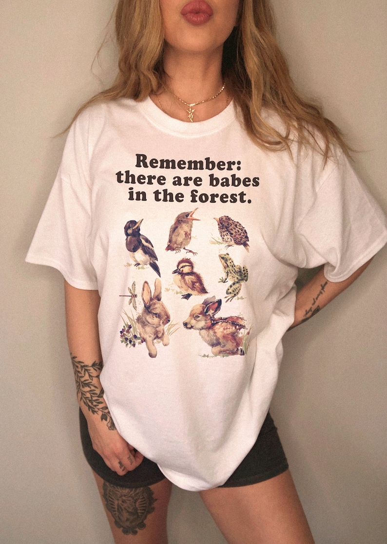 Vintage Style Forest Shirt Cottagecore Clothing Plant Shirt Cottagecore Aesthetic 70's graphic tee Print Animals Clothing Botanical Cottage 