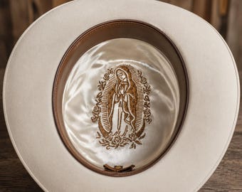 Luksusowa haftowana wkładka do kapelusza | Spersonalizowana wkładka do kapelusza kowbojskiego | Ręcznie robione wnętrze kapelusza w stylu western