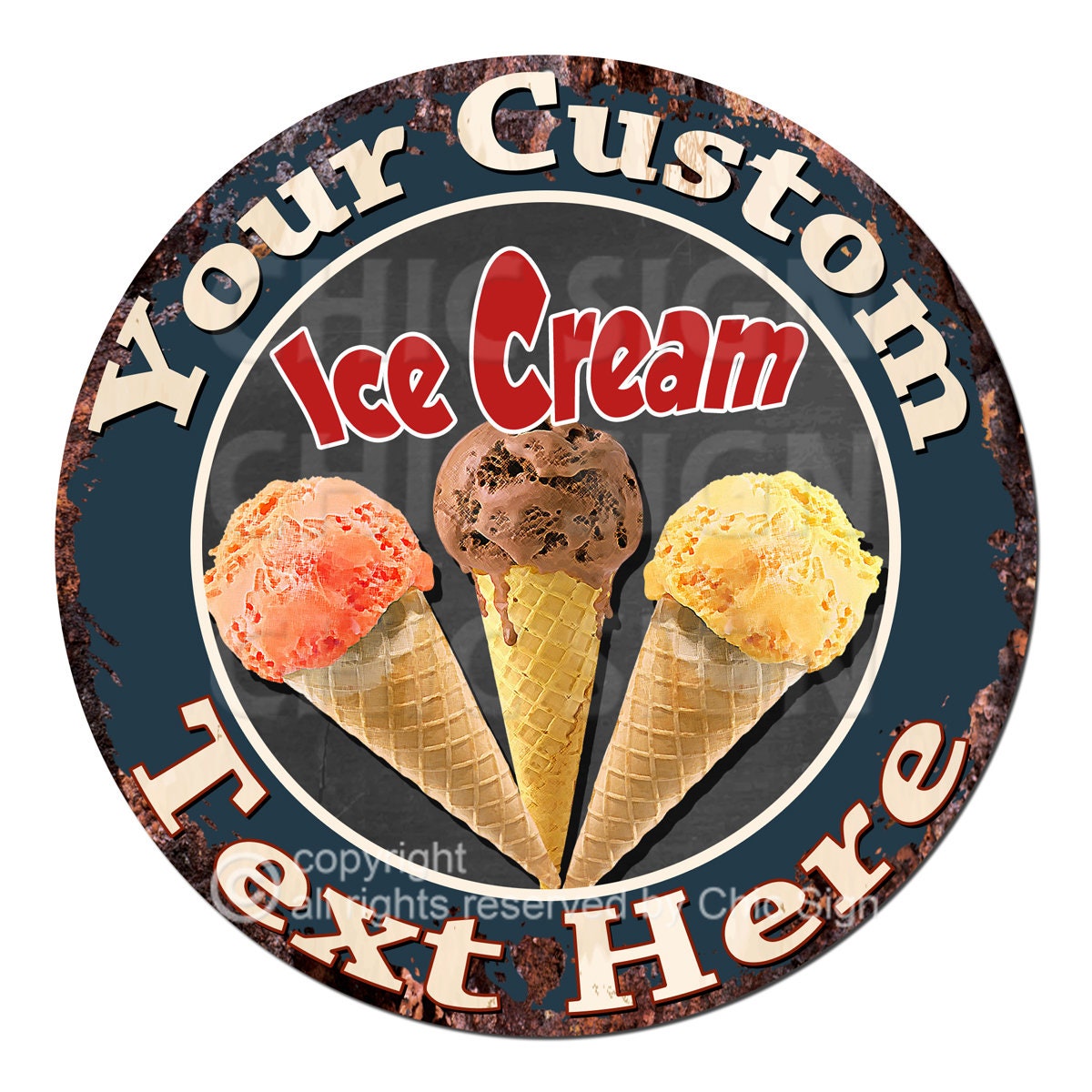 Custom Ice Cream Metal Sign, Kitchen Decor, Personalized Sign, Room ...