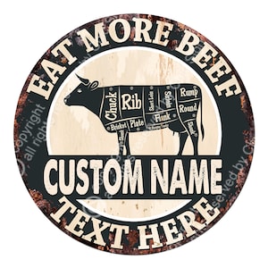 Custom Circle Meat Cuts Metal Sign, Personalized Cow Farm Backyard Home Decor, Farm Animals Design, Gift Ideas for Him/Her Mom/Dad, CP4352