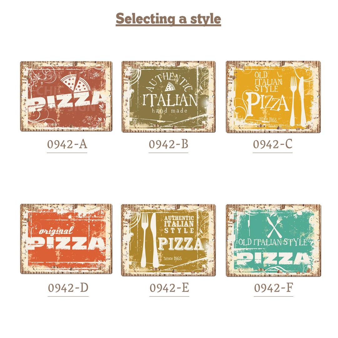 Rustic Design Italian Style Pizza Slices Rectangle Metal Sign, Aluminum ...