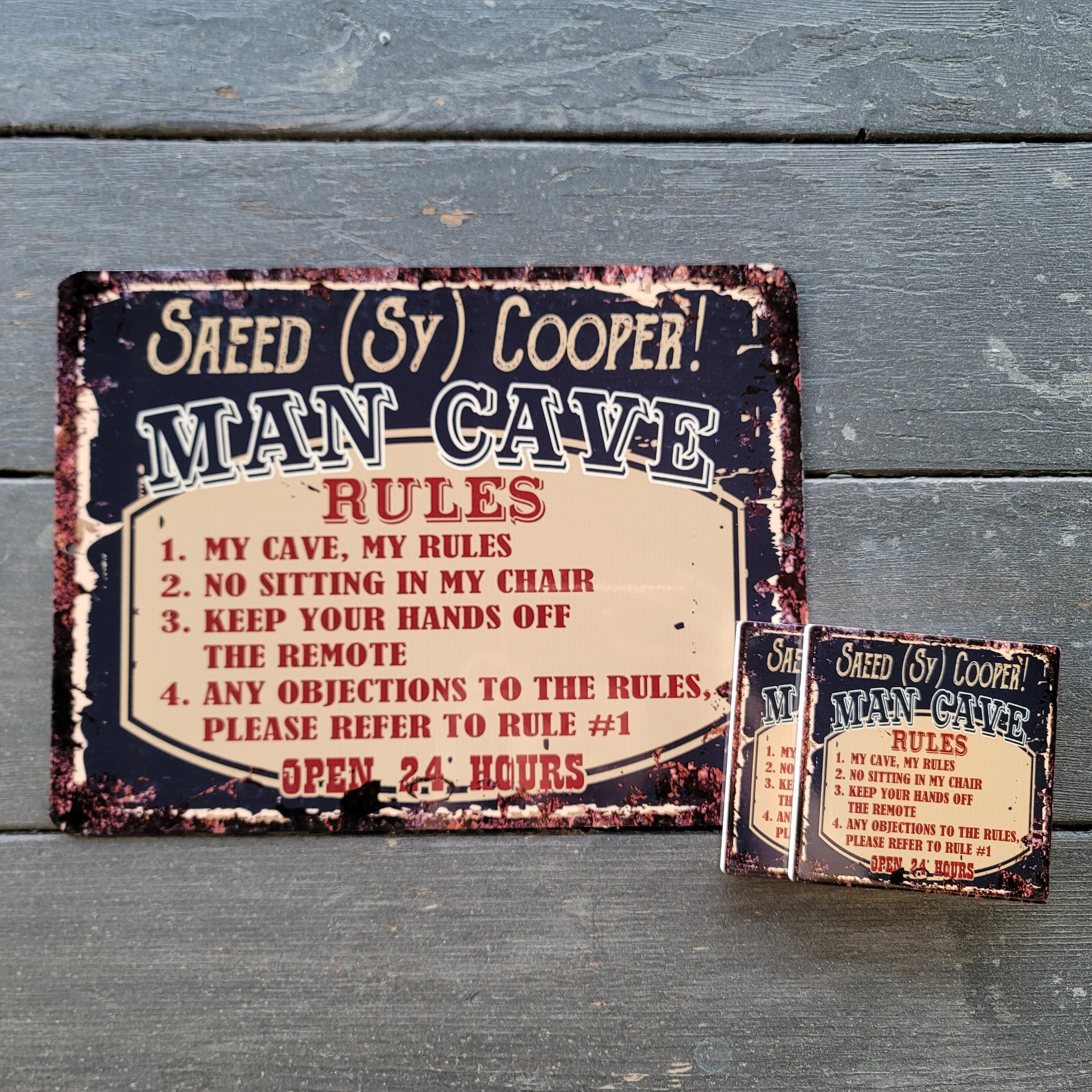 Custom Man Cave Rules Metal Sign, Personalized Gift Ideas, Garage, Man ...