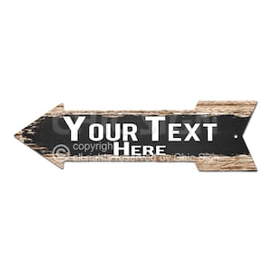 Custom Your Text Arrow Metal Sign, Direction Left Right Aluminum Home Decor, Personalized Sign, Wood Design, Pointing Arrow Art Gift, AP0317