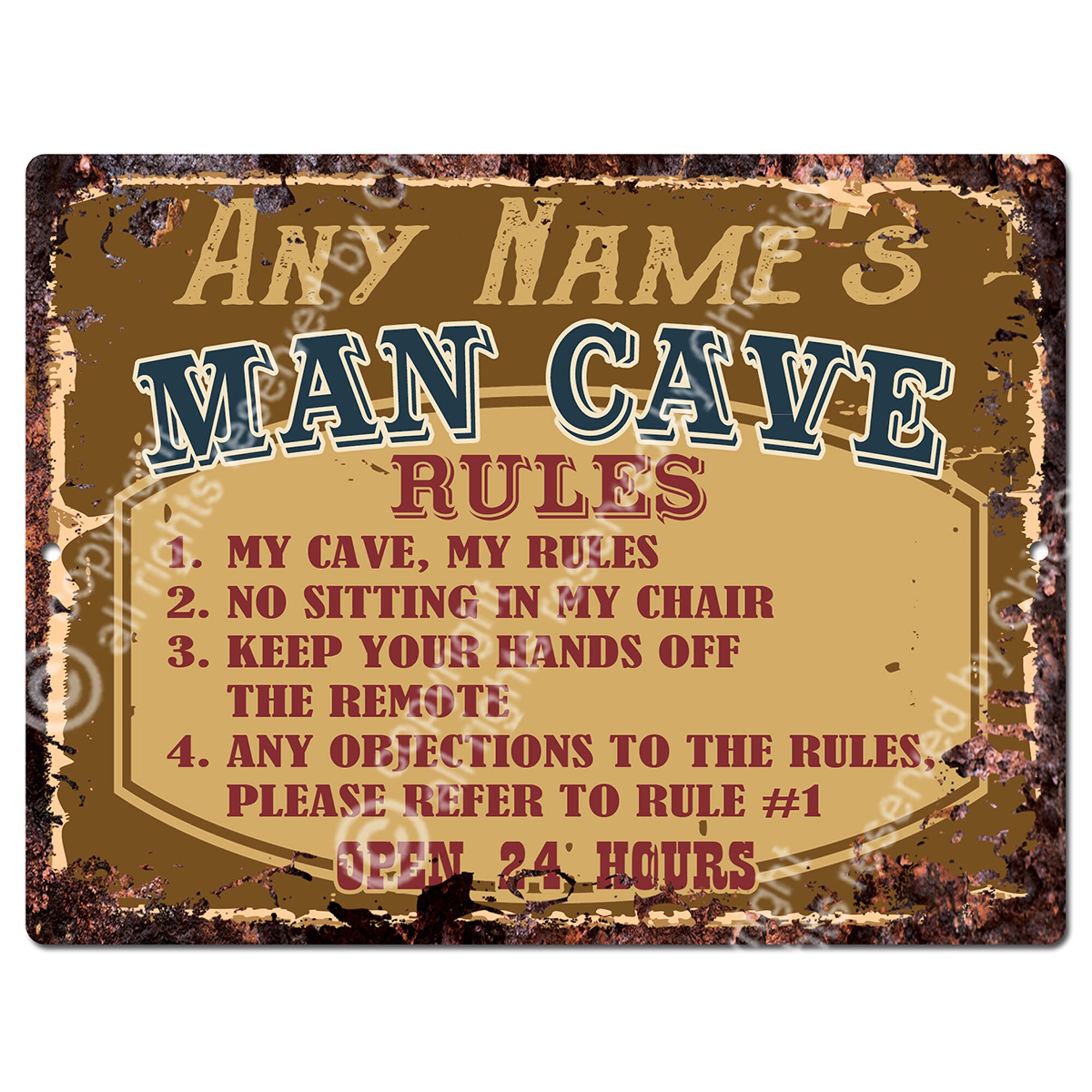 Custom Man Cave Rules Metal Sign, Personalized Gift Ideas, Garage, Man ...