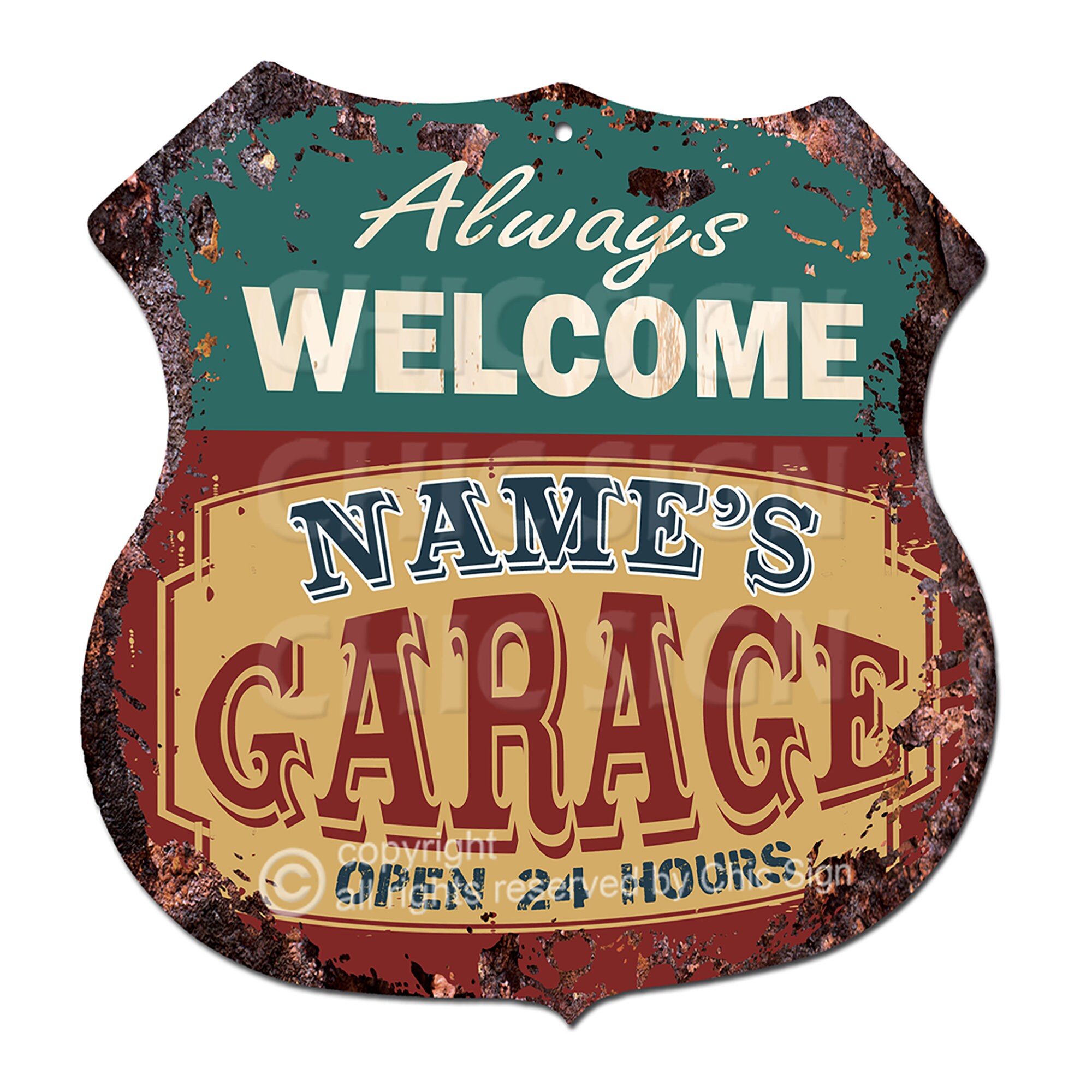 Custom Name Text Welcome Garage Metal Sign, Personalized Gift for Him ...