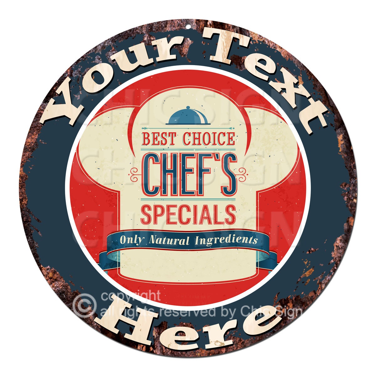 Custom Your Text Chef Hat Metal Sign, Personalized Kitchen Decor, Funny ...