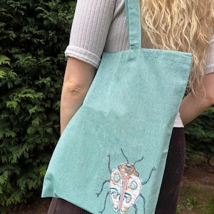 Hand embroidered Noah Kahan inspired last of the bugs tote