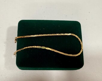 Pulsera vintage tono dorado con cadena de espiga de eslabones especiales de 7,2 pulgadas.