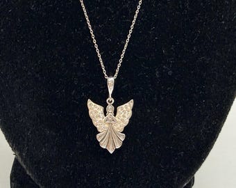 Vintage Swarovski Crystal Angel Pendant 925 Sterling Silver 18in Chain 2.4 grams