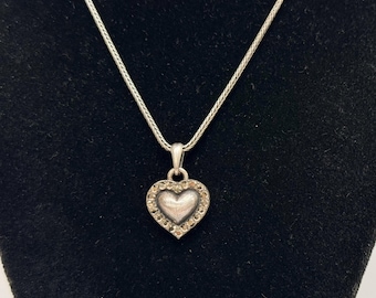 Brighton Love Always Silver Crystal Retired Pendant Necklace Heart Silver Plated