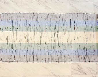 New Farmhouse Handmade Rag Rug Cottagecore Country Cotton Fringed Multicolor Scatter Throw