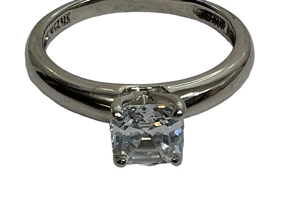 Asscher Cut CZ Engagement Ring: Sterling Silver S… - image 2