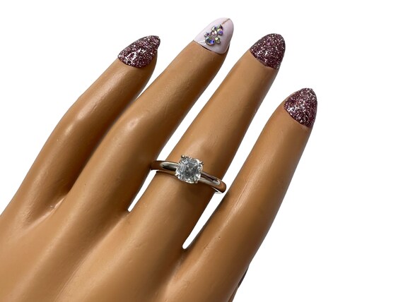 Asscher Cut CZ Engagement Ring: Sterling Silver S… - image 3