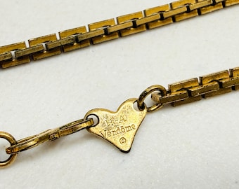 Vintage Vendome Necklace Gold Tone Chain 16 in Choker Square Link Retro w Flaws