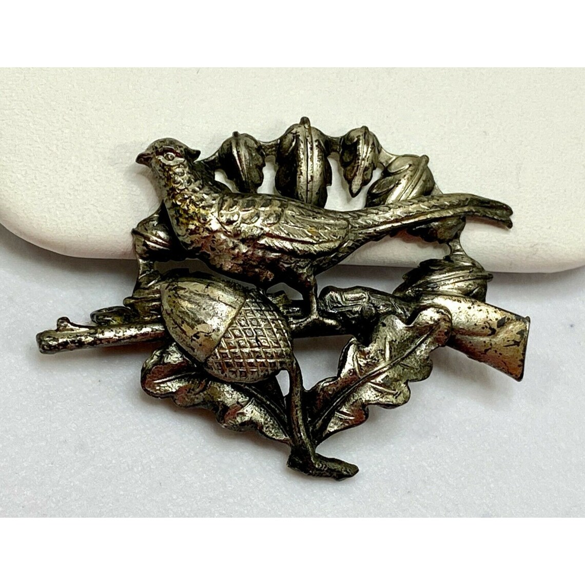 Vintage Hunter Hat Pin Brooch West Germany Silver Tone Oak Etsy