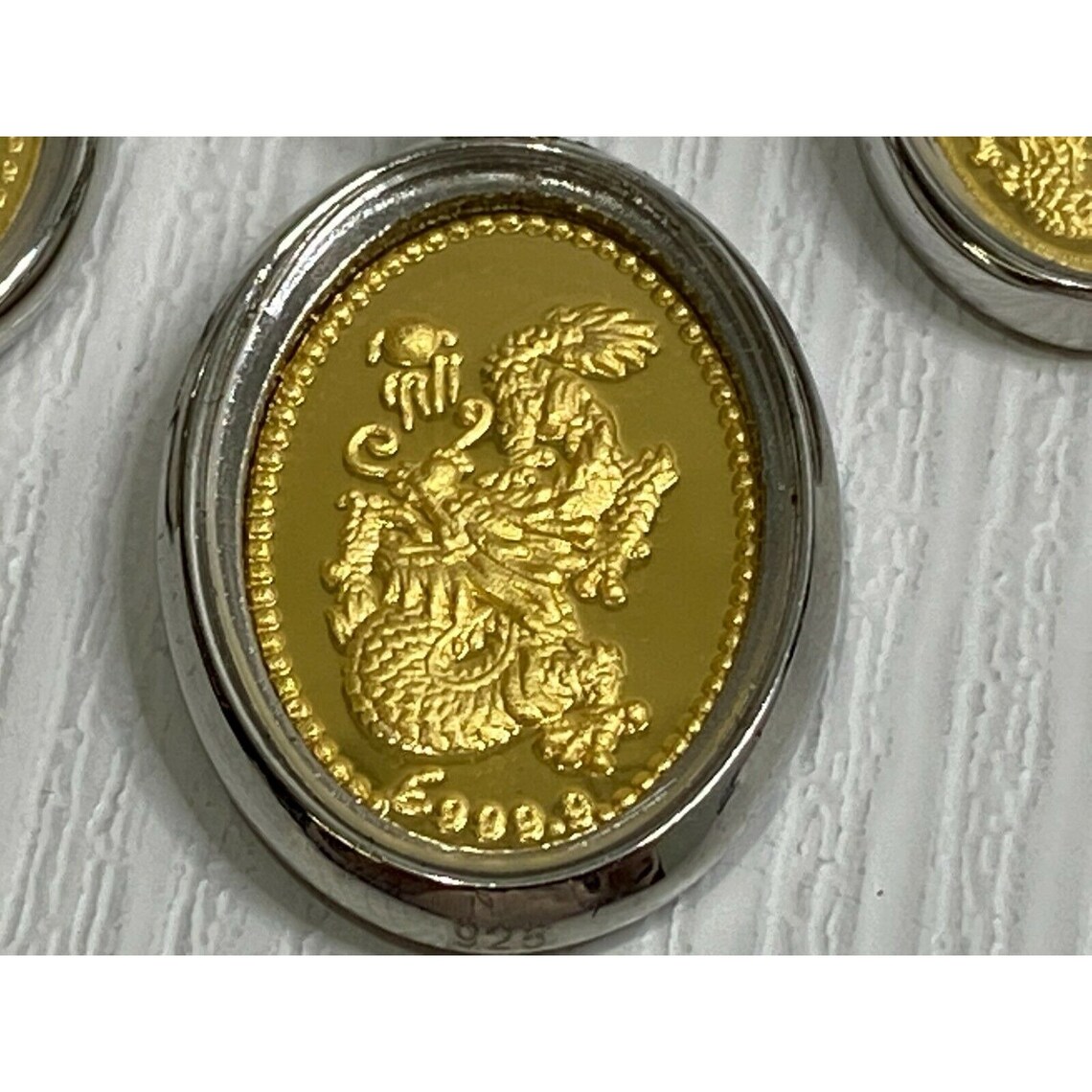 Chinese Dragon 999.9 24k Gold Coins in Sterling Silver Frames Etsy