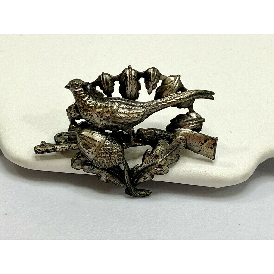 Vintage Hunter Hat Pin Brooch West Germany Silver Tone Oak Etsy