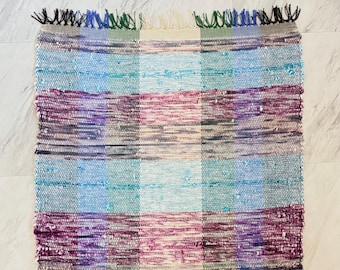 New Farmhouse Handmade Rag Rug Cottagecore Country Cotton Fringed Multicolor Scatter Throw