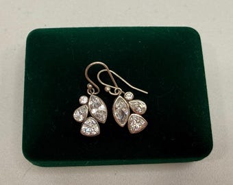 Silpada Sterling Silver Cubic Zirconia "Fancy That" Pierced Earrings Drop Dangle