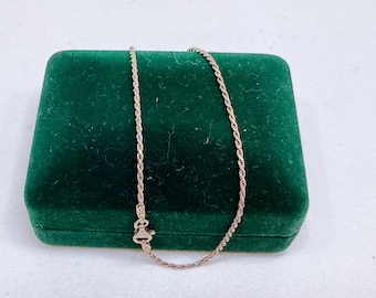 Vintage Sterling Silver Ankle Bracelet Rope Chain Dainty 9 inch 2g Anklet Italy