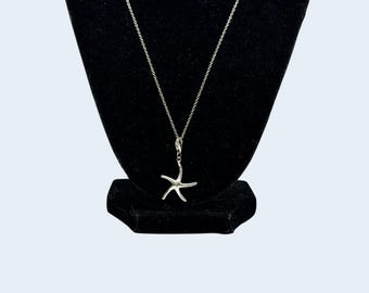 Sterling Silver Necklace Pendant 925 Starfish Charm on 20 inch Cable Link Chain