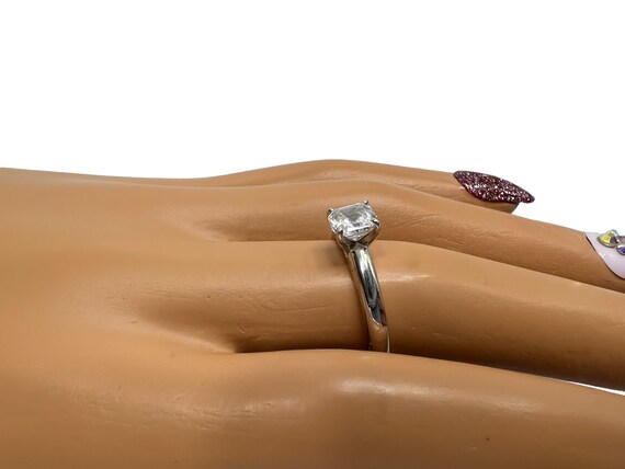 Asscher Cut CZ Engagement Ring: Sterling Silver S… - image 4