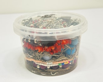 Mystery Jewelry Jar Mixed Colors Vintage Wearable Craft Beaded Large Mixed Lot #22