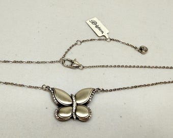 New Old Stock Brighton Necklace Trust Your Journey Reversible Silver Plated Butterfly 17 in