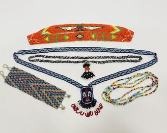 Lot of Seed Bead Artisan Ethnic Tribal Vintage Jewelry Necklaces, Bracelet