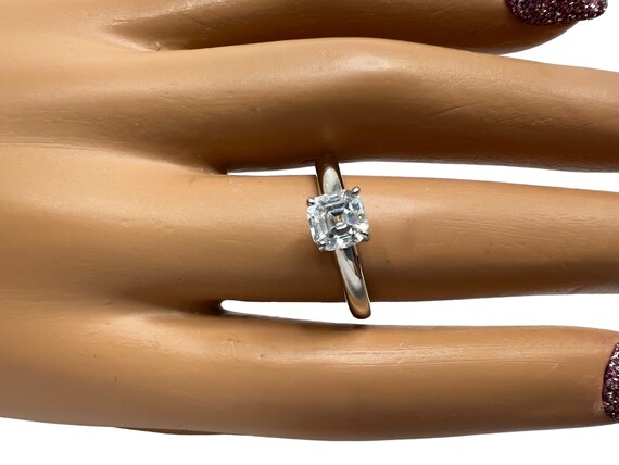 Asscher Cut CZ Engagement Ring: Sterling Silver S… - image 5