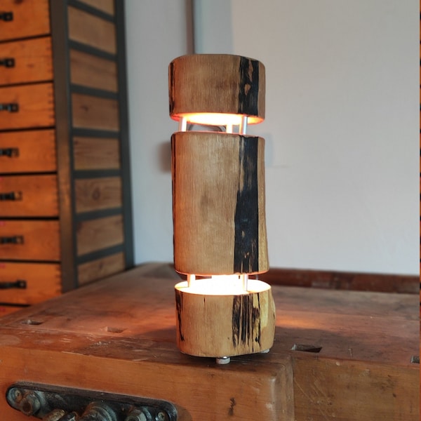 Rustic Lighting Wooden Lamp - Tree Trunk Wood Lamp - LED Wooden Table Lamp - Handmade Wooden Lamp - Vintage Wooden Light Lamp - Gift Ideas