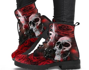 dr martens skull and roses boots