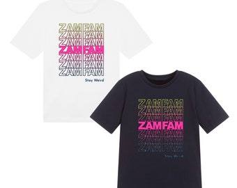 Zamfam Kids T-Shirt (Stay Weird) Rebecca Zamolo Tee Top Boys Girls YouTuber