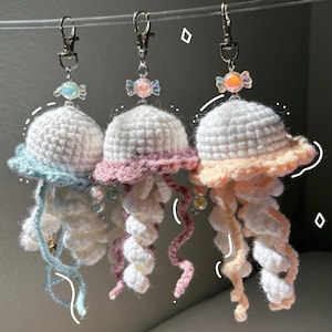 Crochet Jellyfish Keychain: Handmade Yarn Bag Charm