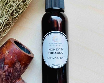 Warm Honey  Tobacco Unisex Fragrance Spray - Brandy-Infused Tobacco Leaves with Sweet Honey & Amaretto, Oak Base - Vanilla Musk