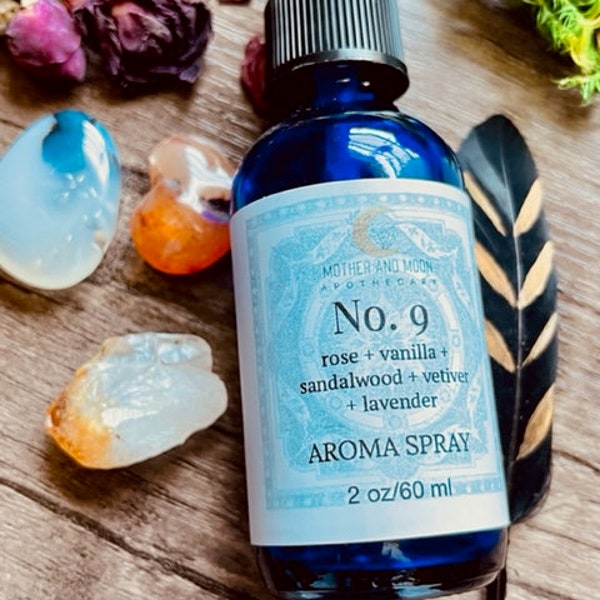 Sandalwood + Vanilla + Rose Perfume Spray, Floral Body Mist, Gift Idea for Her, No. 9 Aroma Spray