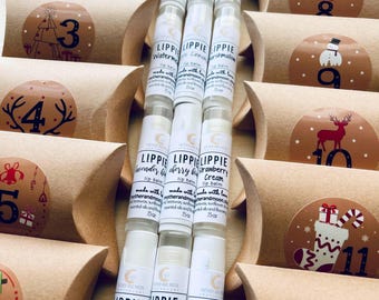 12 Days of Flavored Lip Balms - Perfect Advent Holiday Gift & Stocking Stuffer!